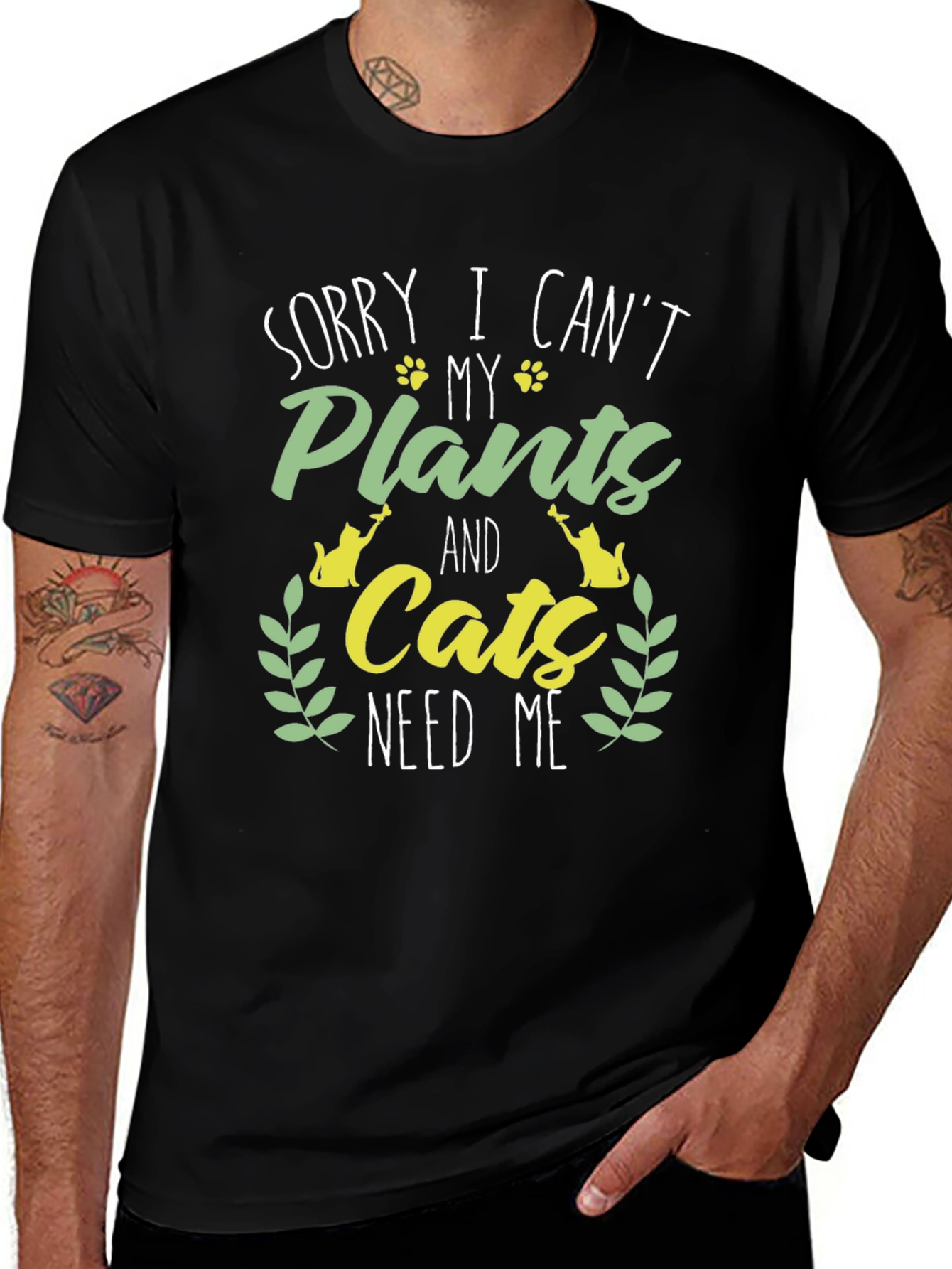 Plant & Cat Lover Graphic T-Shirt