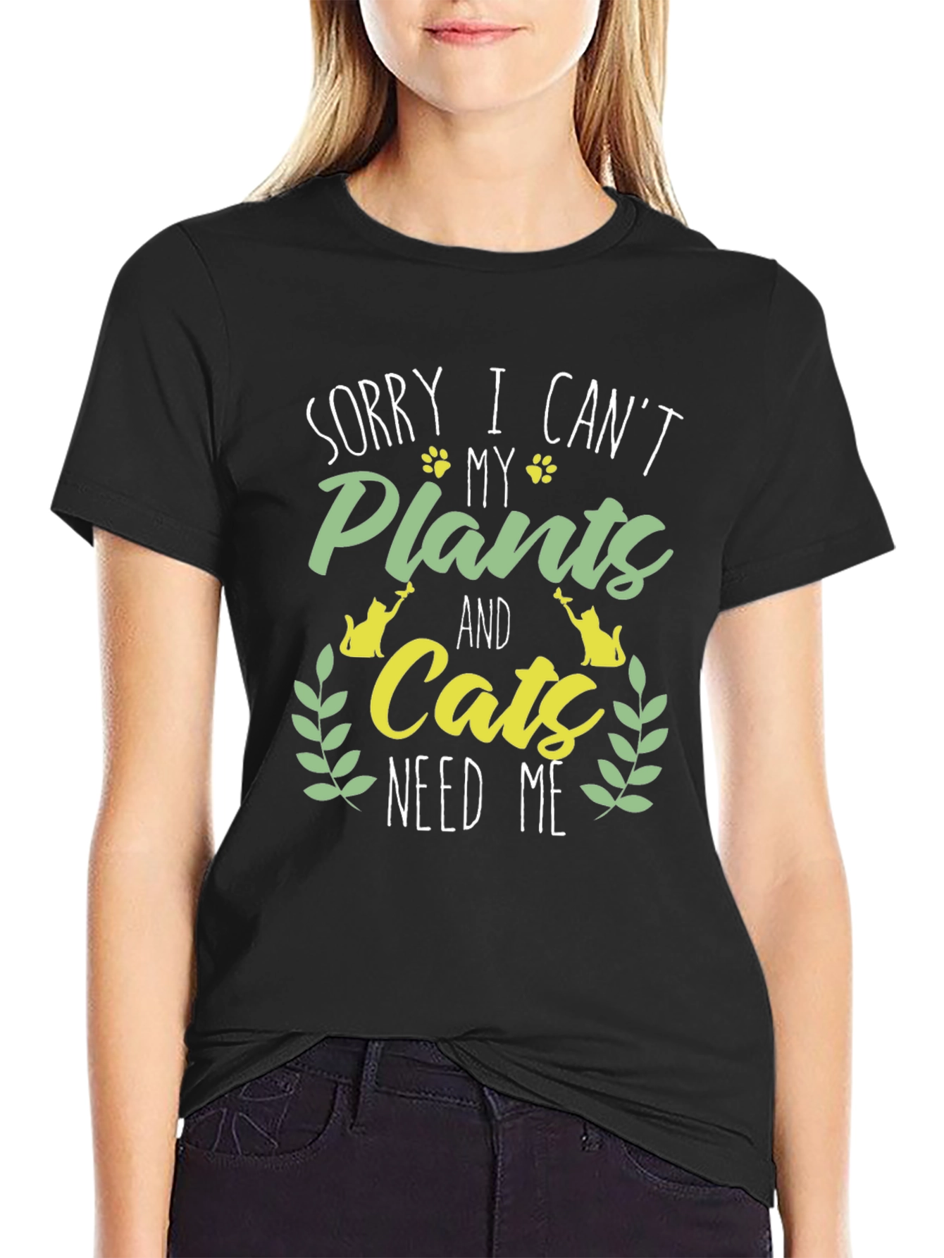 Plant & Cat Lover Graphic T-Shirt