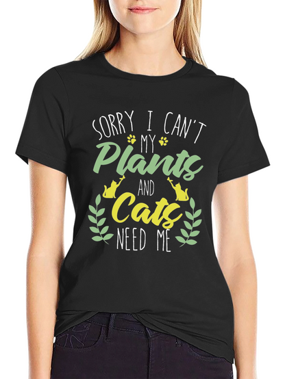 Plant & Cat Lover Graphic T-Shirt