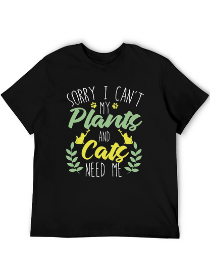 Plant & Cat Lover Graphic T-Shirt