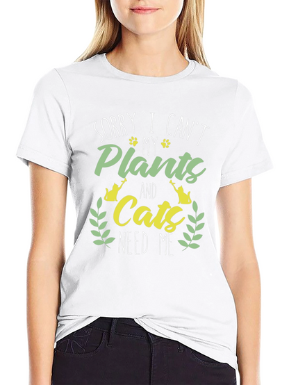 Plant & Cat Lover Graphic T-Shirt