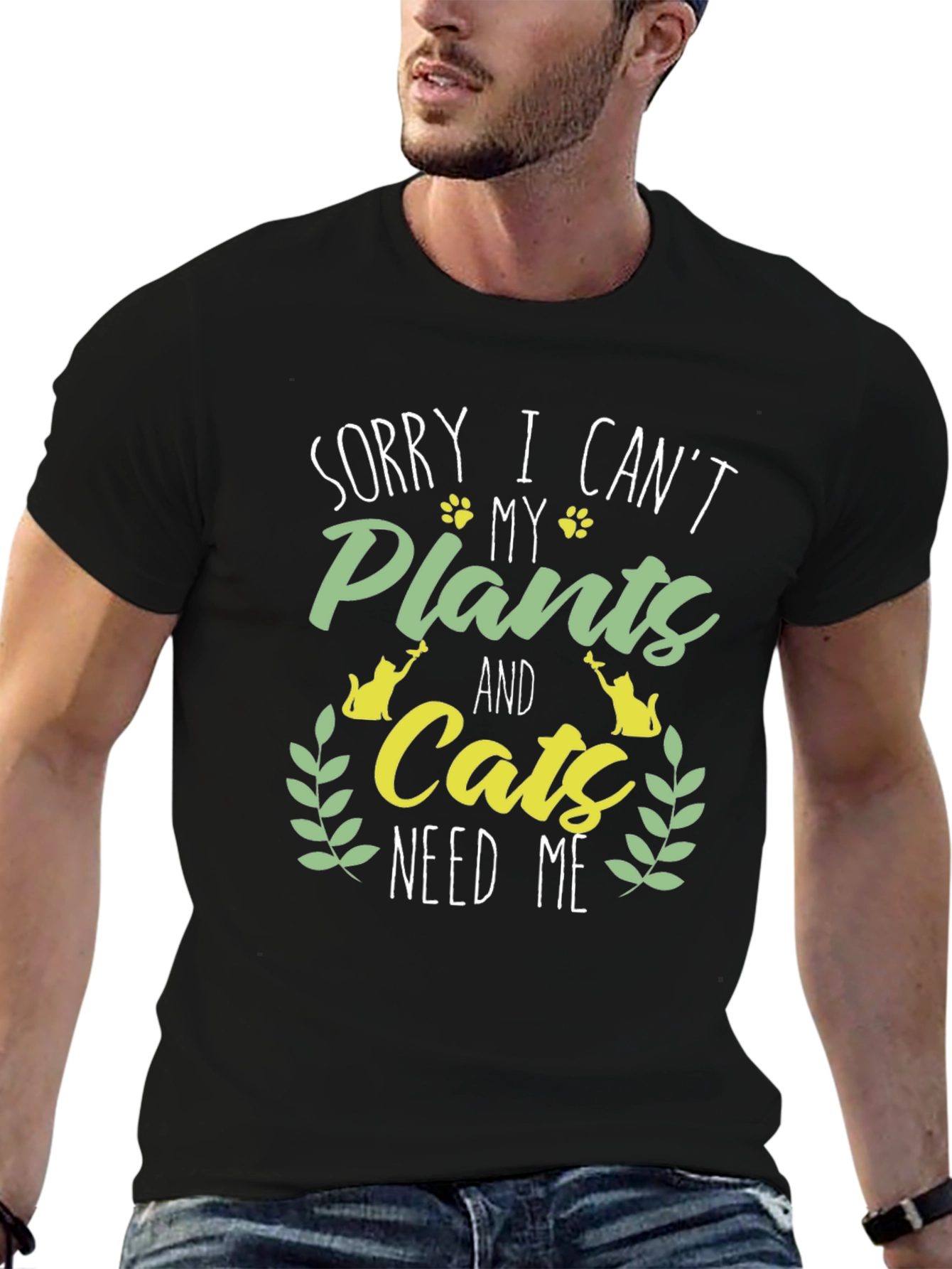 Plant & Cat Lover Graphic T-Shirt