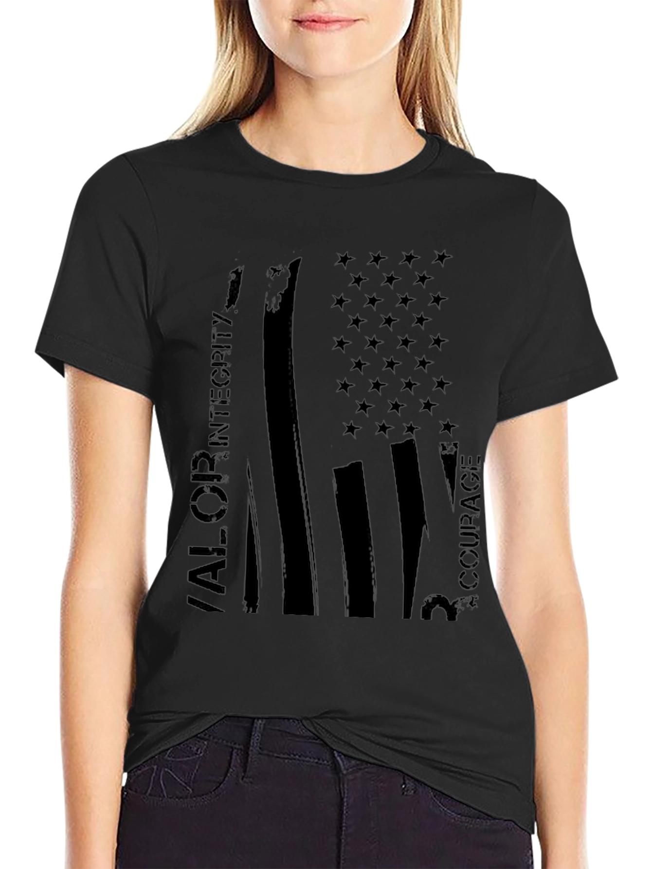 American Flag Valor Integrity Courage T-Shirt