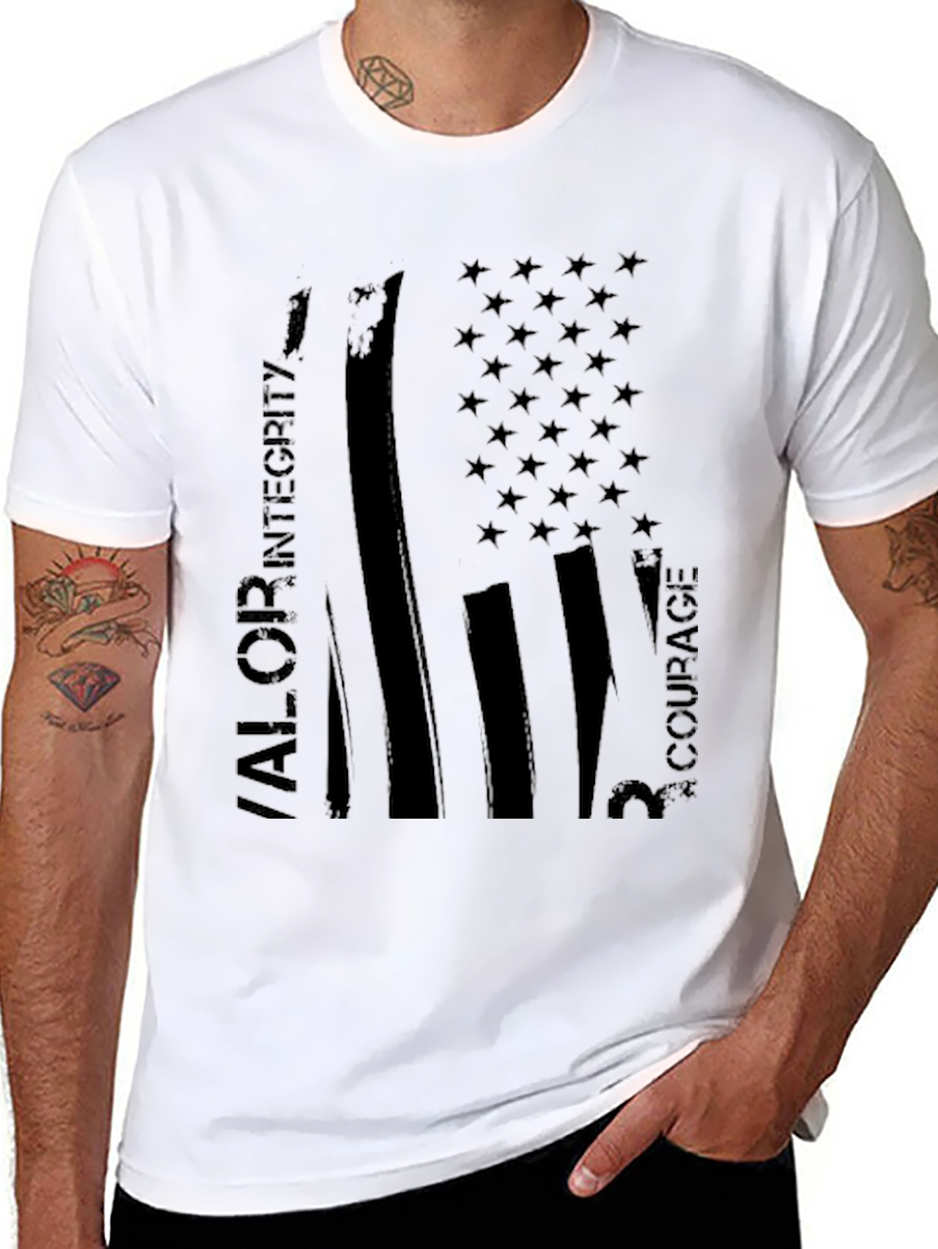 American Flag Valor Integrity Courage T-Shirt