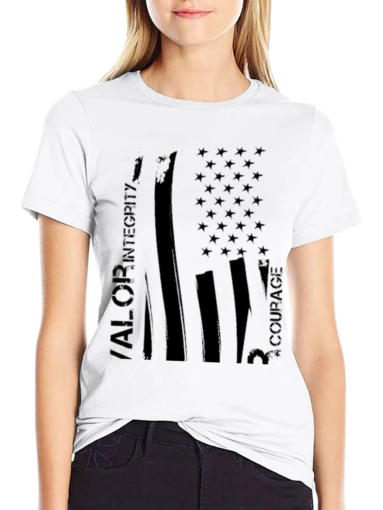 American Flag Valor Integrity Courage T-Shirt