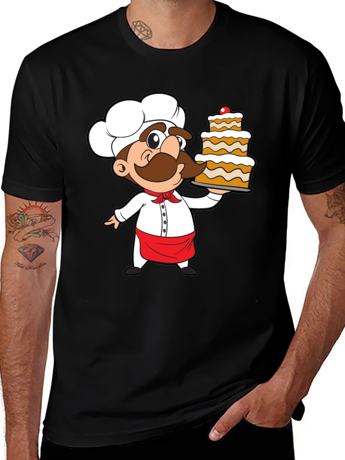 Chef Cartoon Graphic Print T-Shirt