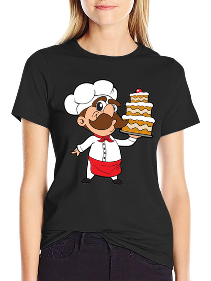 Chef Cartoon Graphic Print T-Shirt