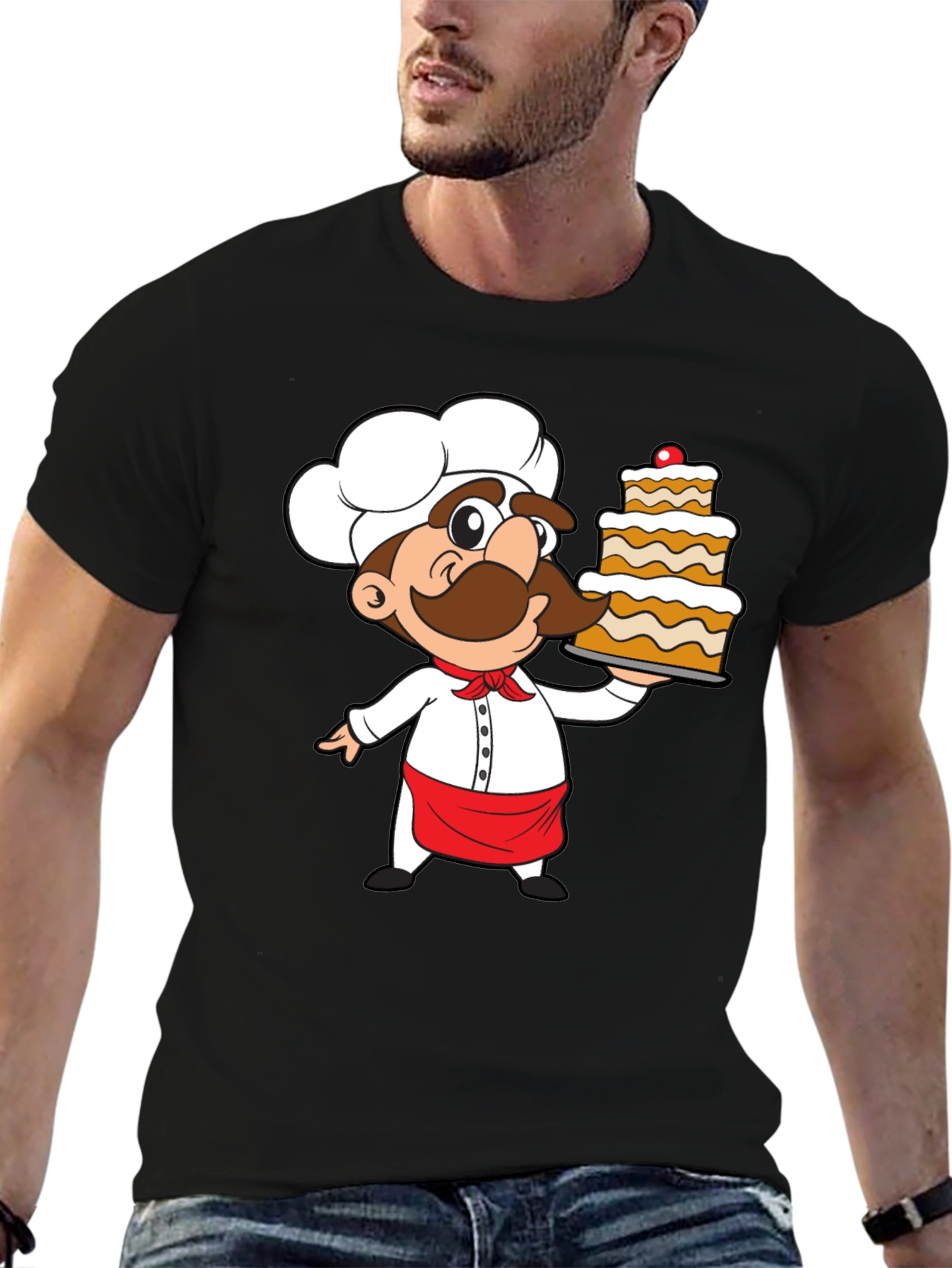 Chef Cartoon Graphic Print T-Shirt