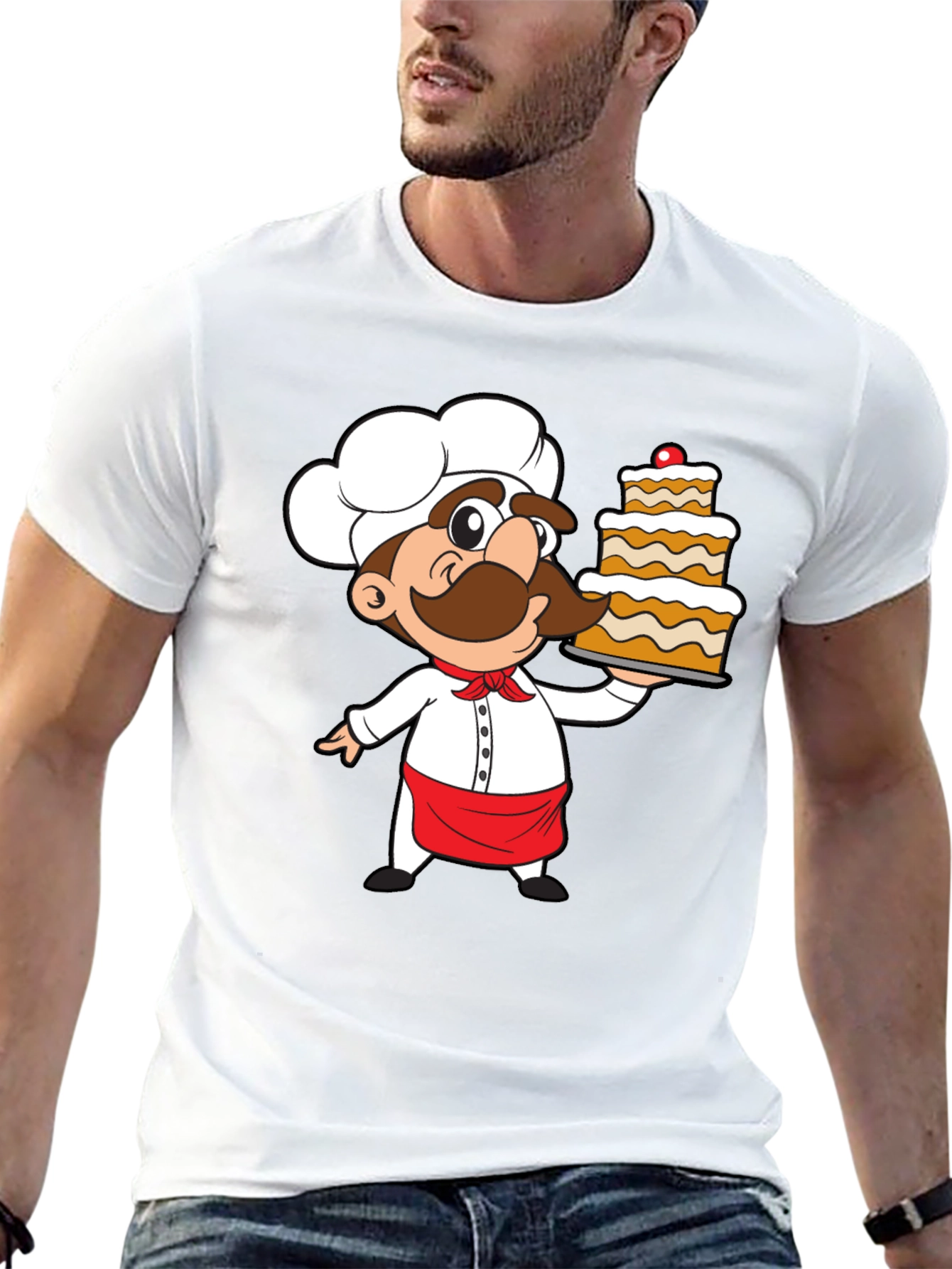 Chef Cartoon Graphic Print T-Shirt