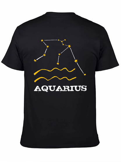 Aquarius Zodiac T-Shirt - Black Cotton Astrology Tee