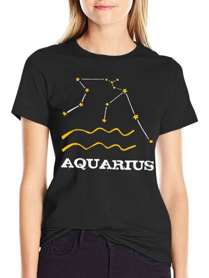 Aquarius Zodiac T-Shirt - Black Cotton Astrology Tee