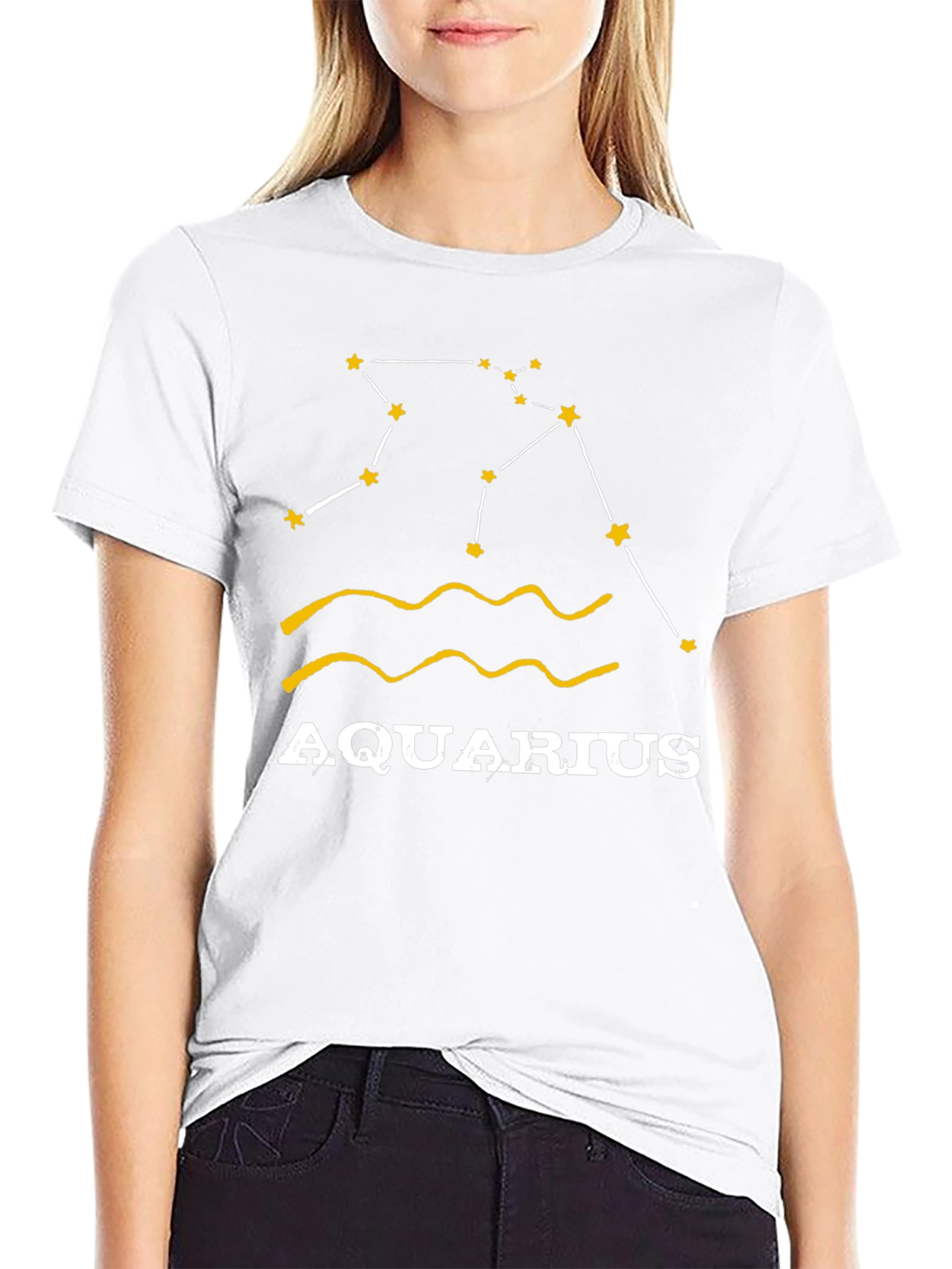 Aquarius Zodiac T-Shirt - Black Cotton Astrology Tee