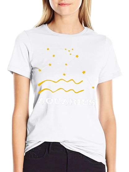 Aquarius Zodiac T-Shirt - Black Cotton Astrology Tee