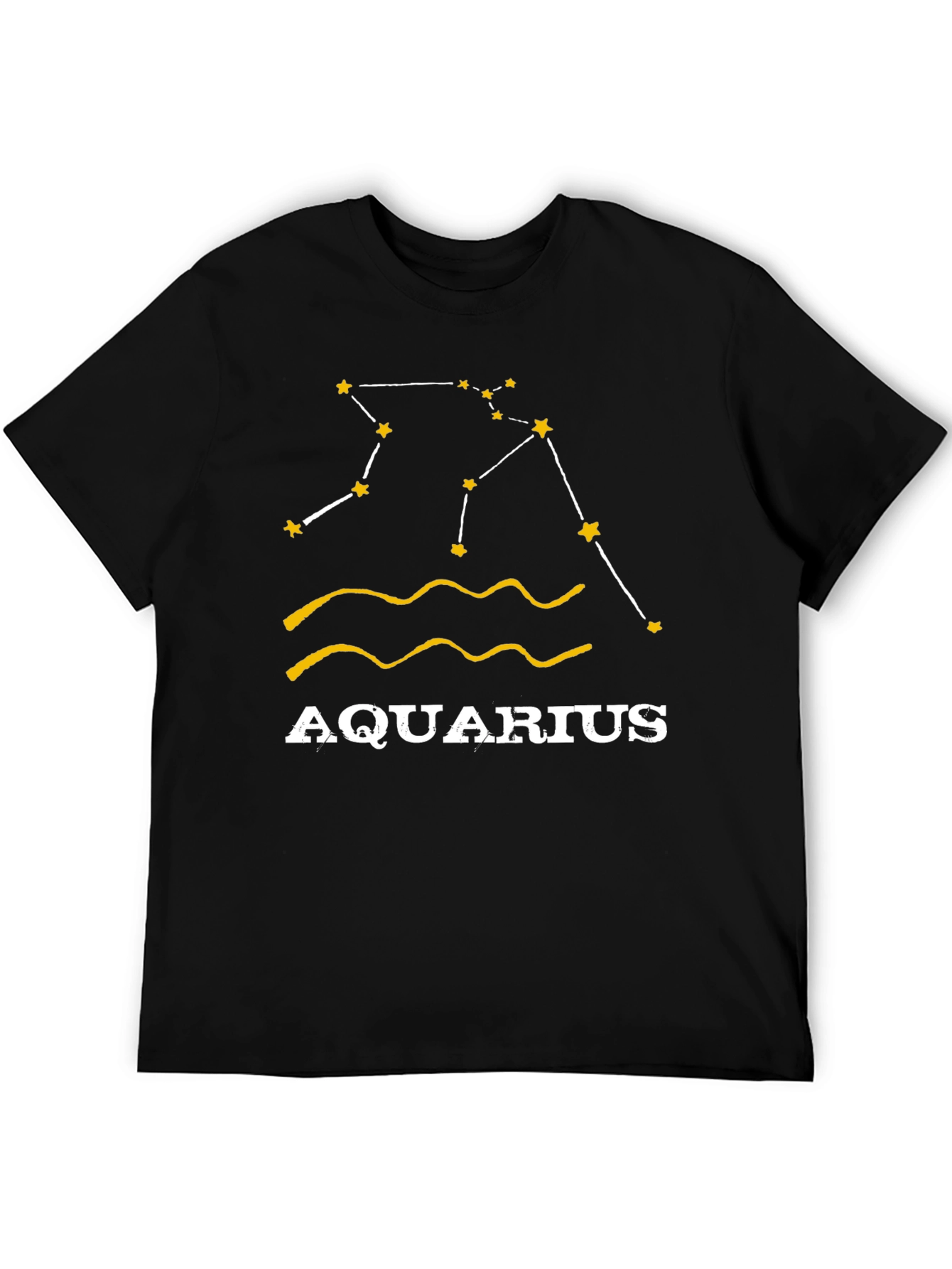 Aquarius Zodiac T-Shirt - Black Cotton Astrology Tee