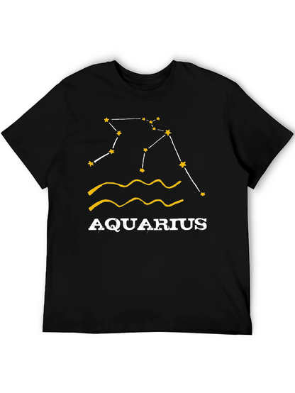 Aquarius Zodiac T-Shirt - Black Cotton Astrology Tee