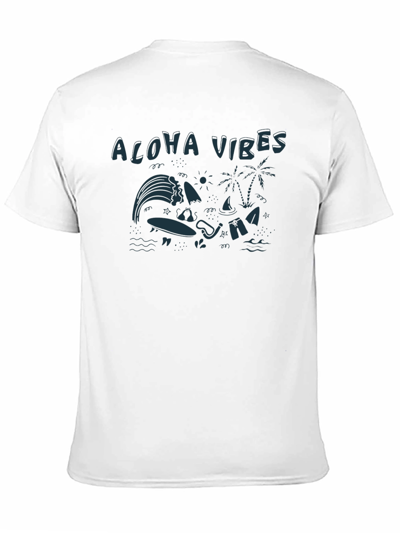 Aloha Vibes Graphic Tee - Black Cotton T-Shirt