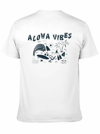 Aloha Vibes Graphic Tee - Black Cotton T-Shirt