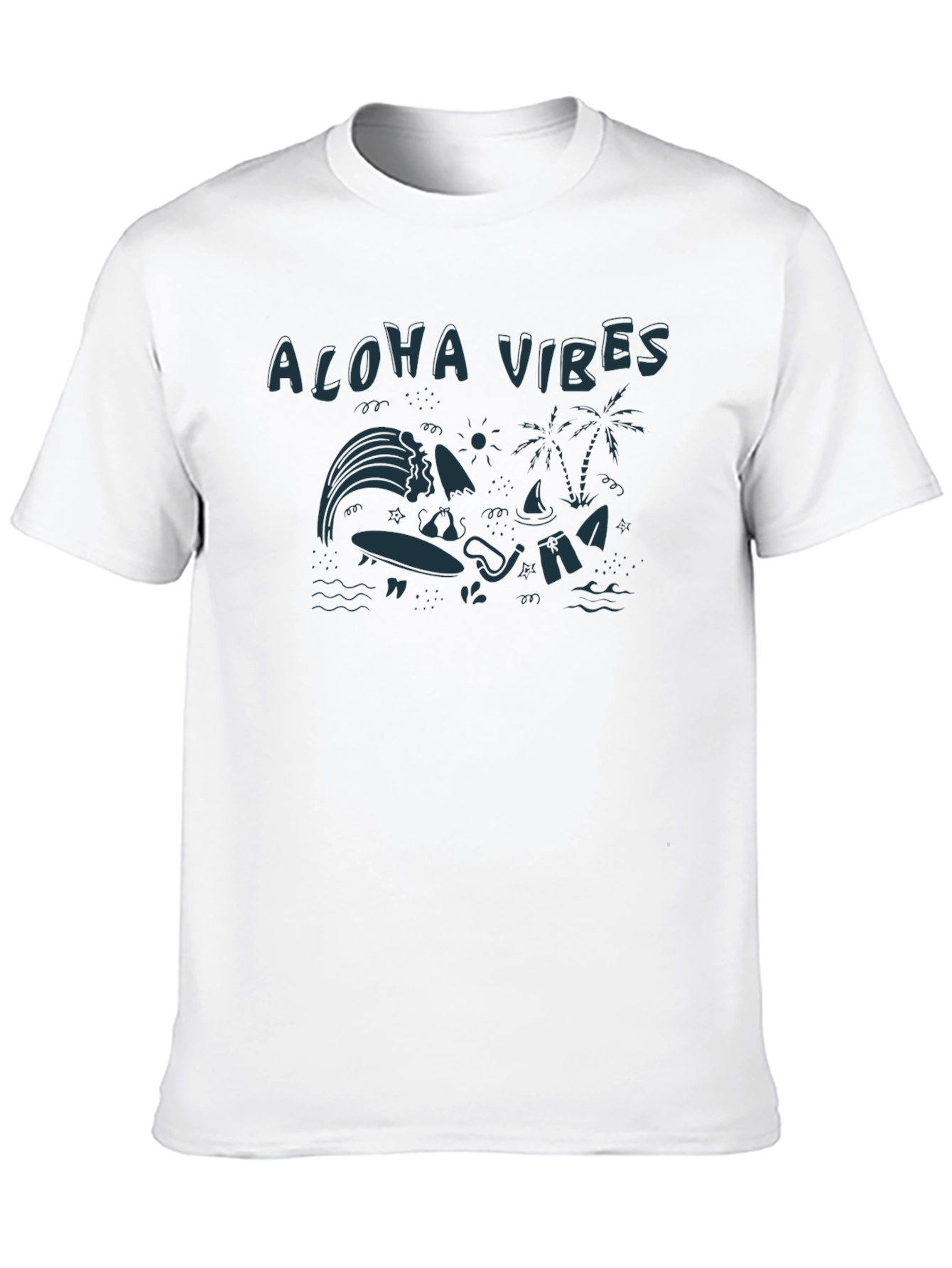 Aloha Vibes Graphic Tee - Black Cotton T-Shirt