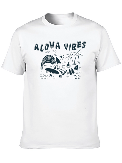 Aloha Vibes Graphic Tee - Black Cotton T-Shirt