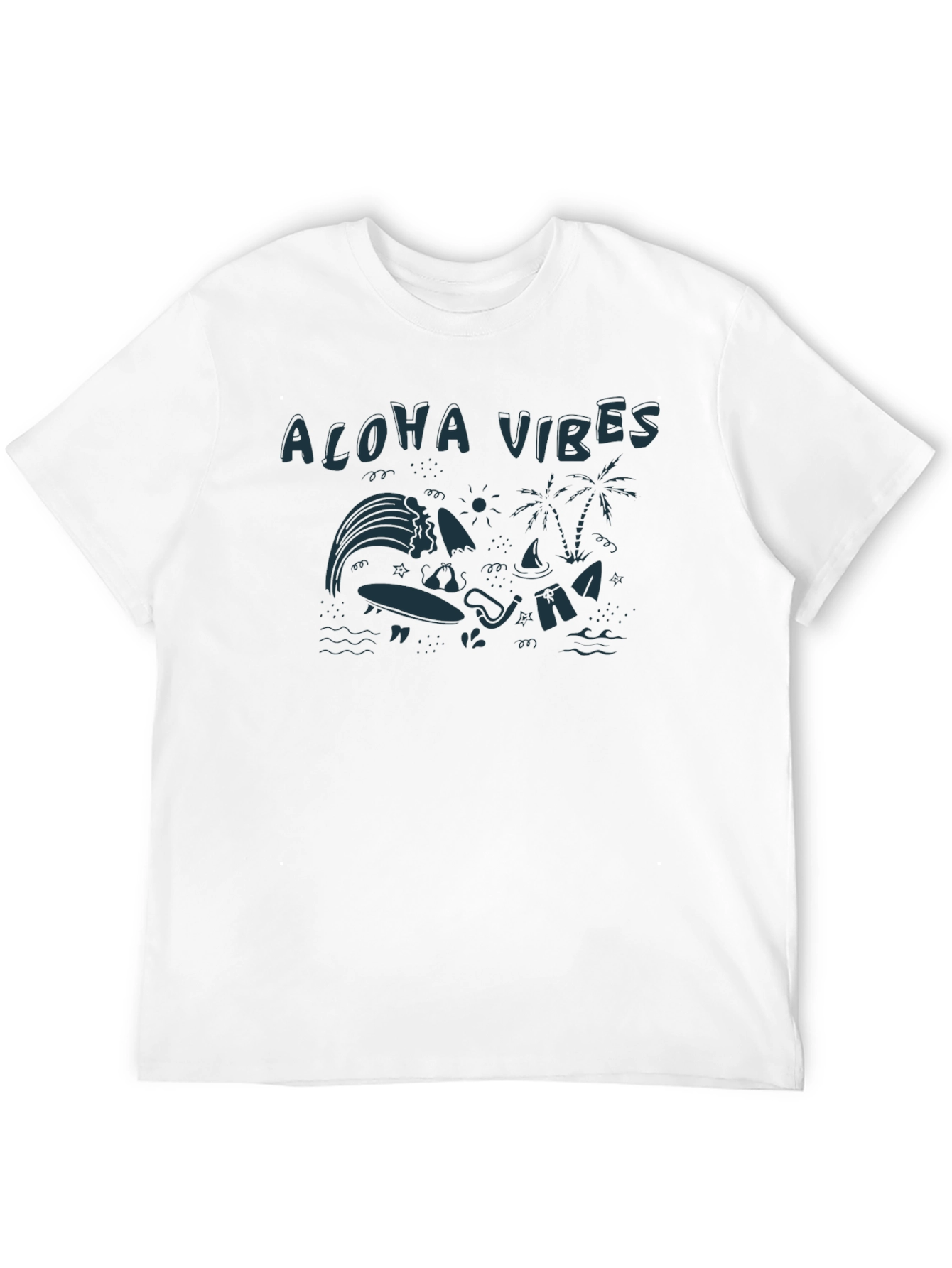 Aloha Vibes Graphic Tee - Black Cotton T-Shirt