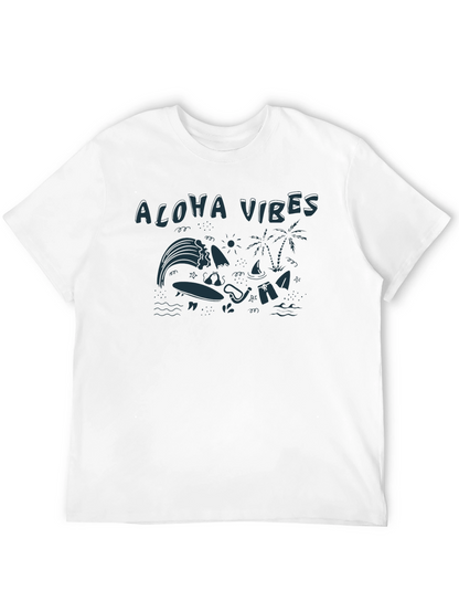 Aloha Vibes Graphic Tee - Black Cotton T-Shirt