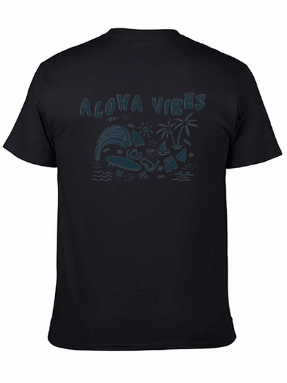 Aloha Vibes Graphic Tee - Black Cotton T-Shirt