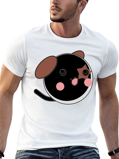 Cute Cartoon Dog Graphic Black T-Shirt