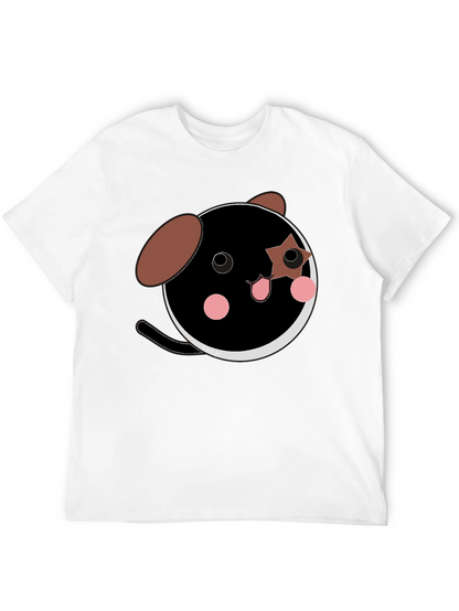 Cute Cartoon Dog Graphic Black T-Shirt