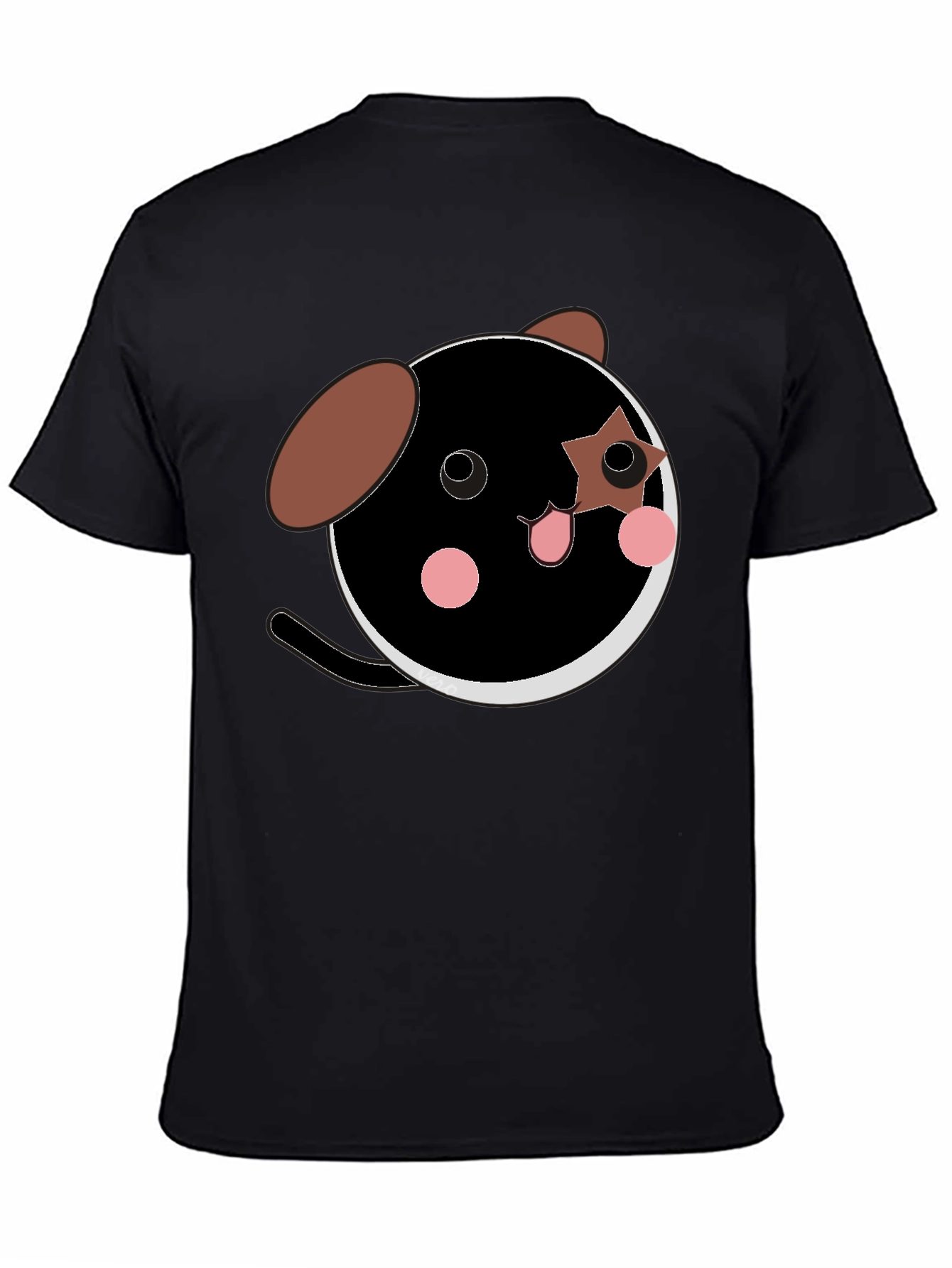 Cute Cartoon Dog Graphic Black T-Shirt