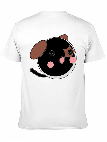 Cute Cartoon Dog Graphic Black T-Shirt
