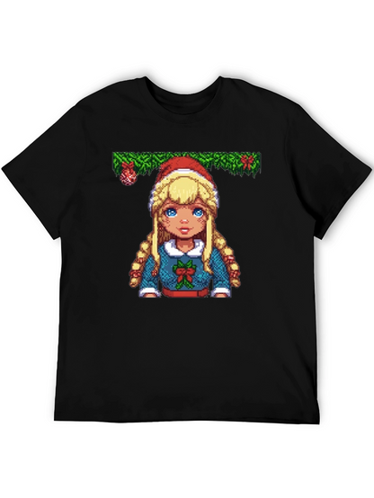 Pixel Art Christmas Girl T-Shirt