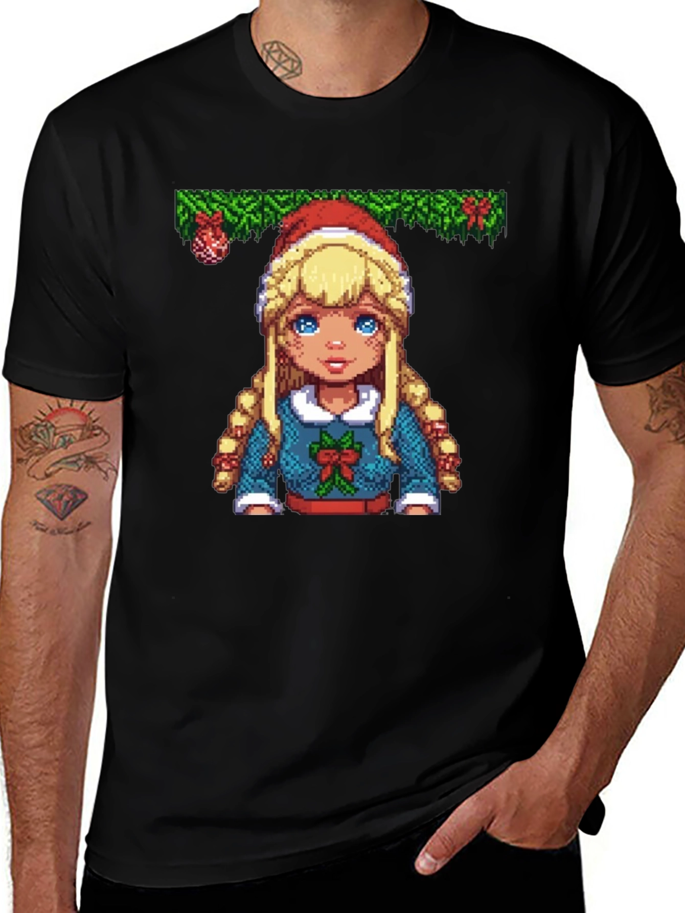 Pixel Art Christmas Girl T-Shirt