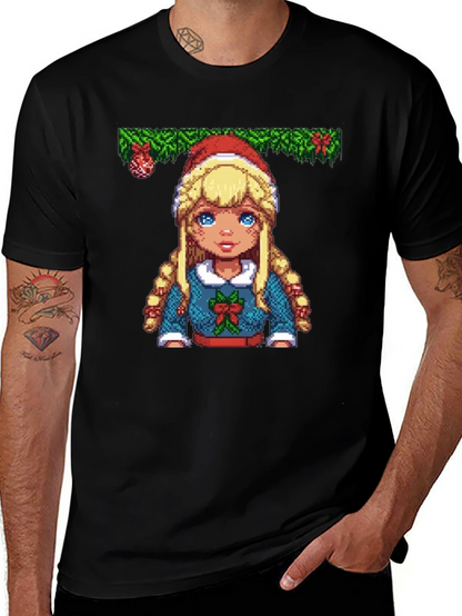 Pixel Art Christmas Girl T-Shirt