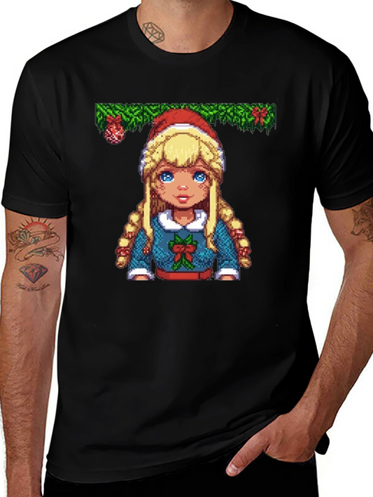 Pixel Art Christmas Girl T-Shirt