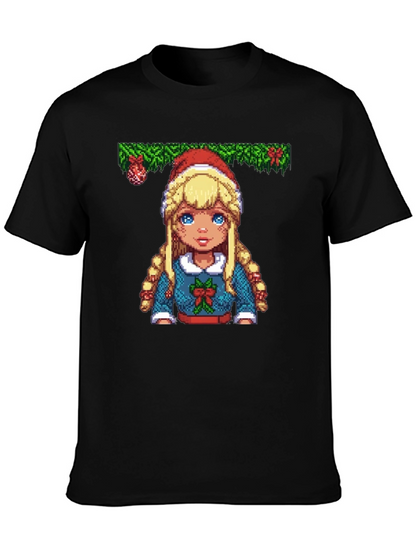 Pixel Art Christmas Girl T-Shirt