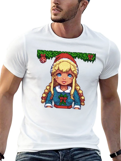 Pixel Art Christmas Girl T-Shirt