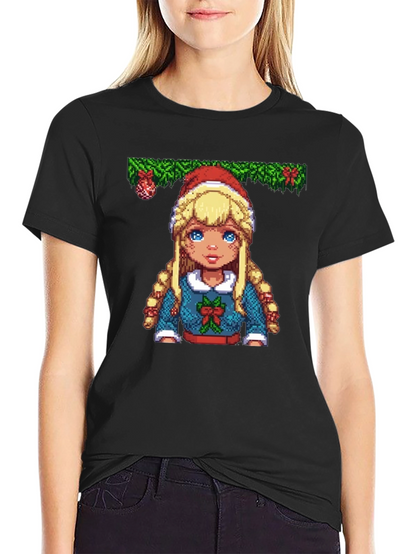 Pixel Art Christmas Girl T-Shirt