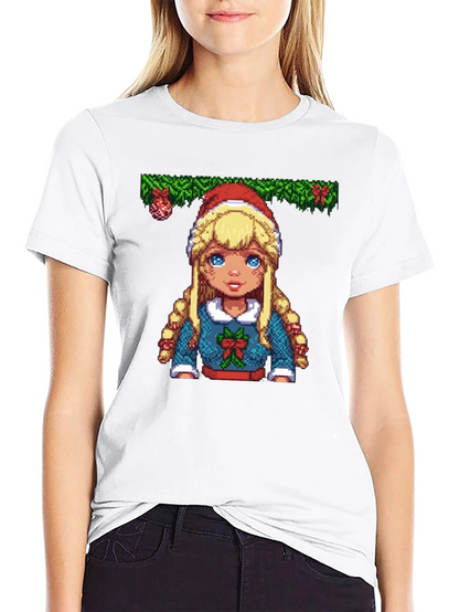 Pixel Art Christmas Girl T-Shirt