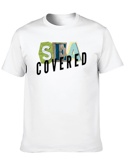 Sea Covered Graphic Print Black T-Shirt