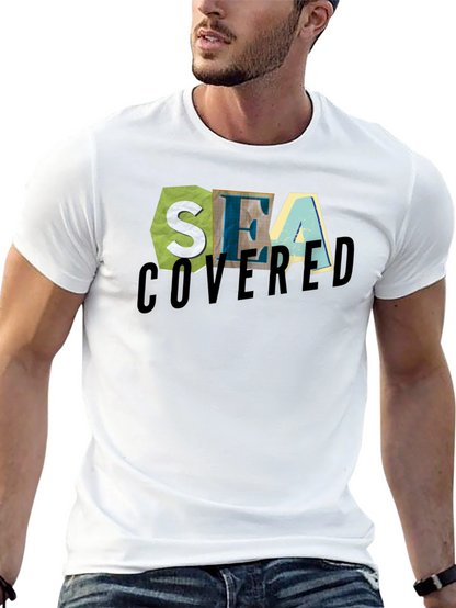 Sea Covered Graphic Print Black T-Shirt