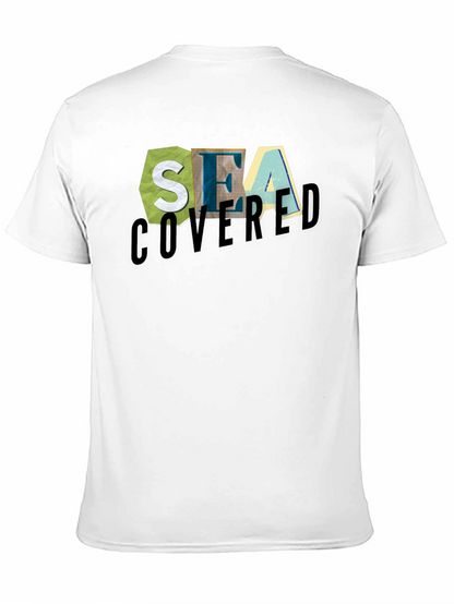 Sea Covered Graphic Print Black T-Shirt