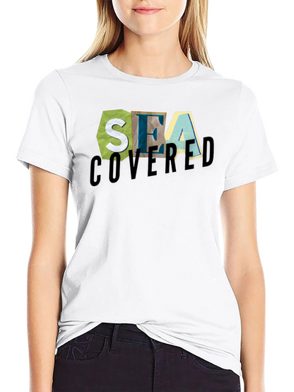 Sea Covered Graphic Print Black T-Shirt