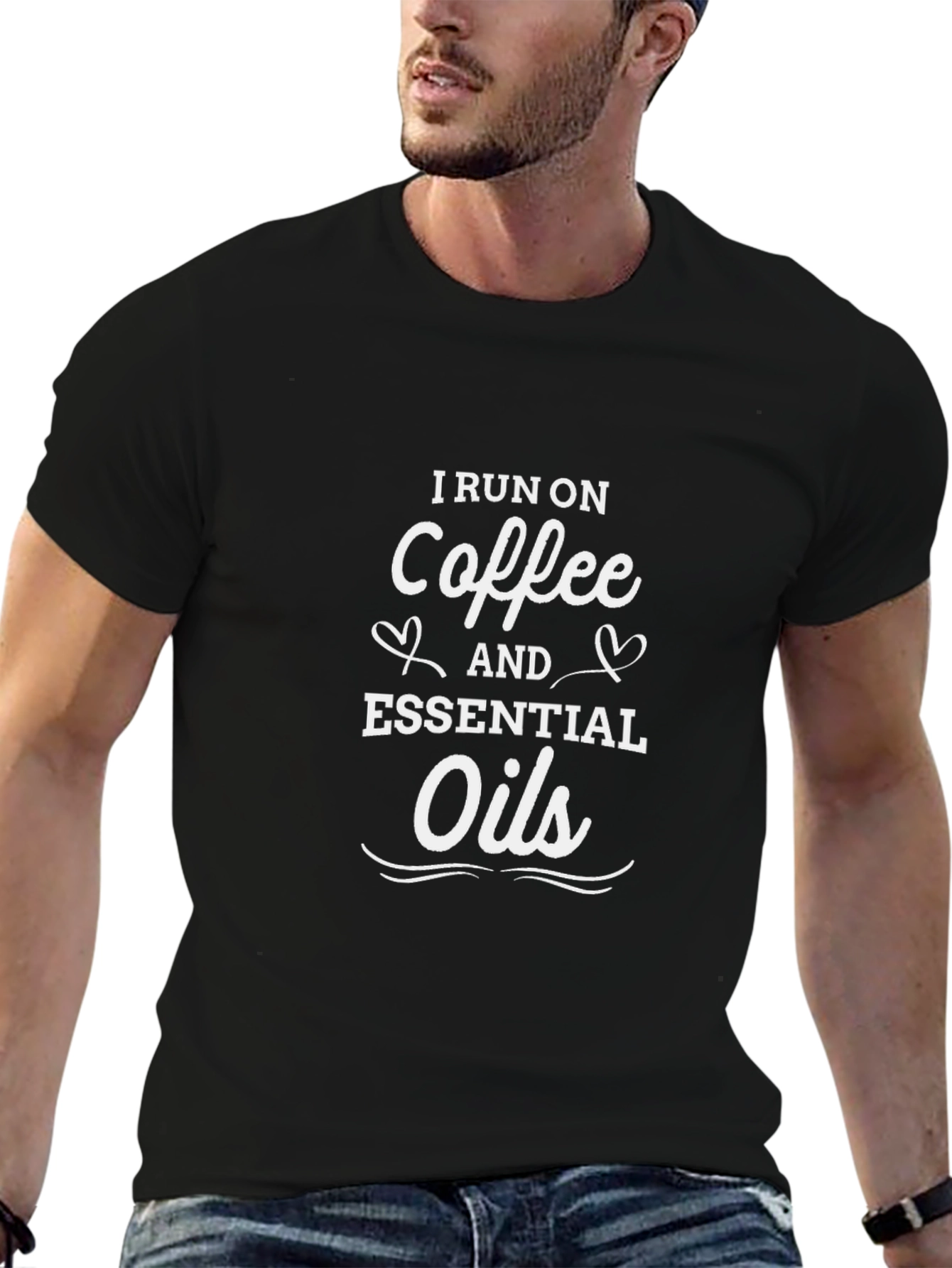 I Run On Coffee and Essential Oils Black T-Shirt