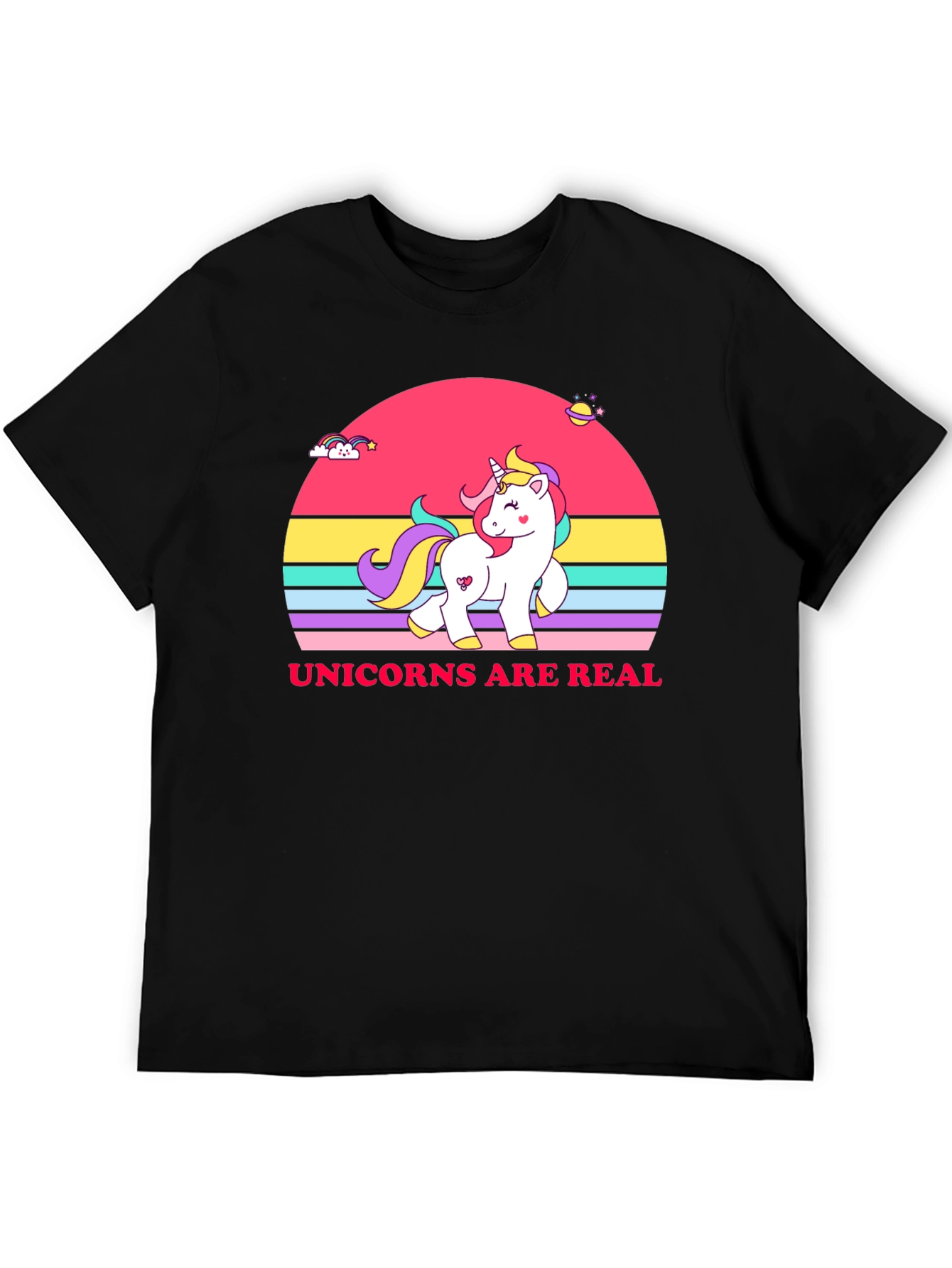 Unicorns Are Real Black T-Shirt