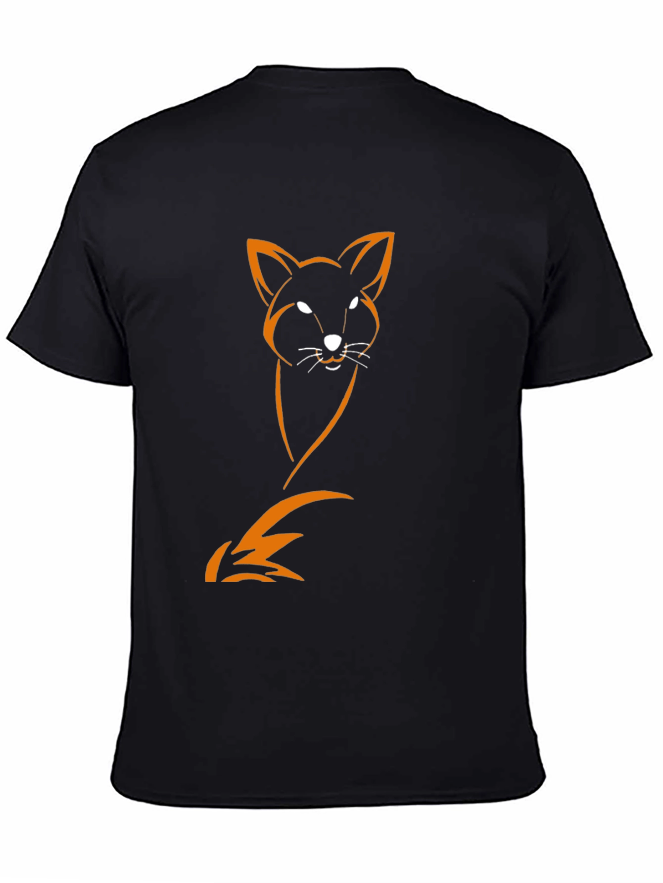 Mens Black T-Shirt with Orange Fox Design