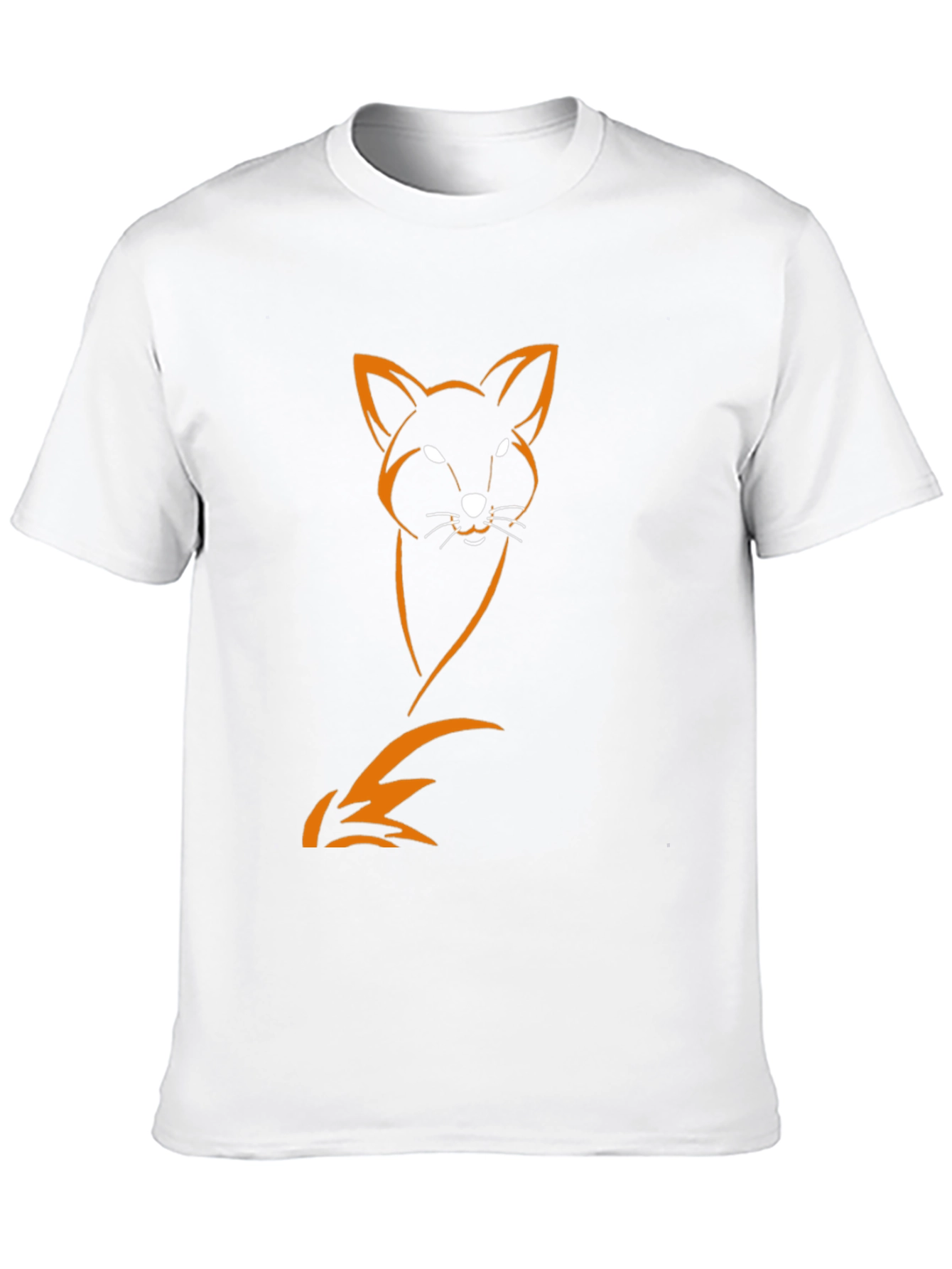 Mens Black T-Shirt with Orange Fox Design