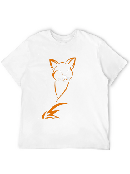 Mens Black T-Shirt with Orange Fox Design