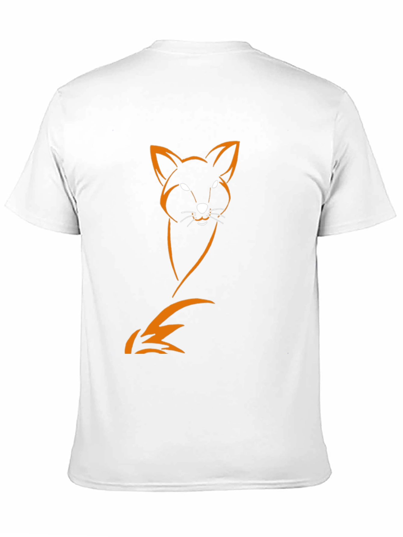Mens Black T-Shirt with Orange Fox Design