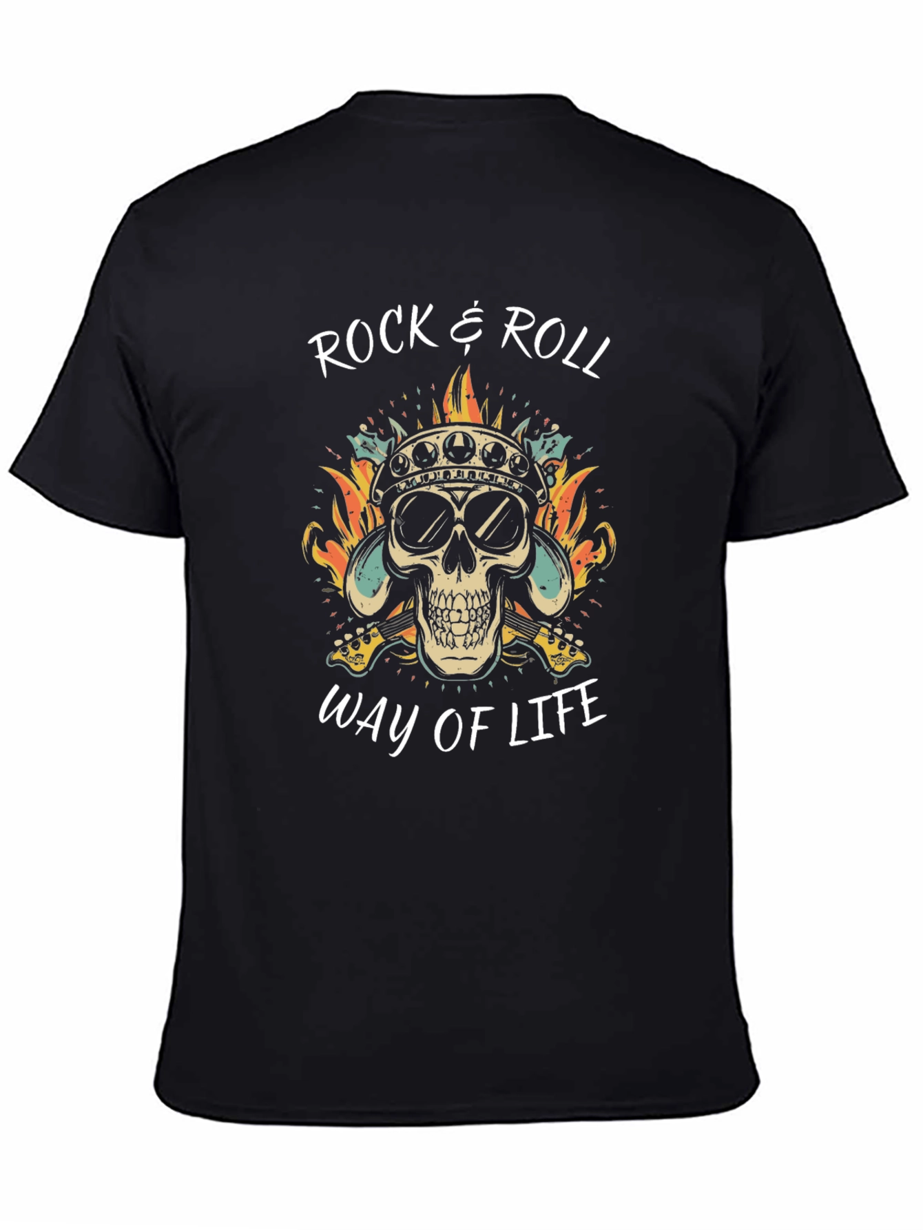 Rock & Roll Skull Graphic T-Shirt