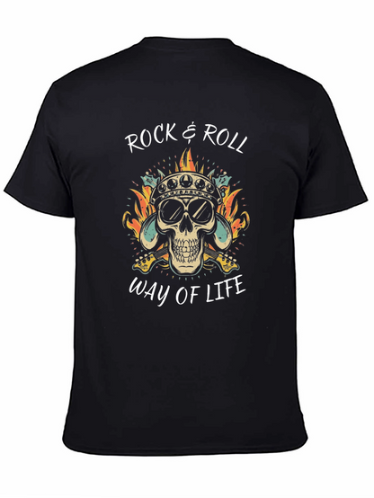 Rock & Roll Skull Graphic T-Shirt